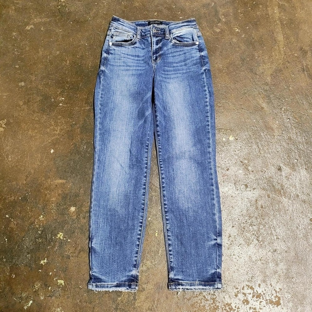 Judy Blue Jeans boyfriend fit Womens 0 24 ankle super stretch faded distressed